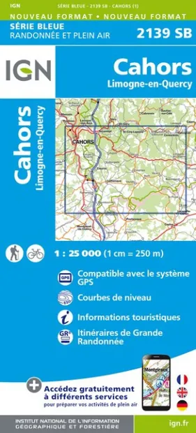 Wandelkaart - Topografische kaart 2139SB Cahors | IGN - Institut Géogr