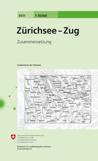 Wandelkaart - Topografische kaart 5011 Zürichsee - Zug | Swisstopo