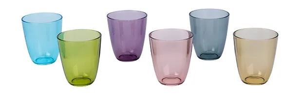 Gekleurde glazen set van 6