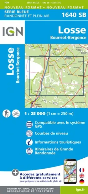 Wandelkaart - Topografische kaart 1640SB Losse | IGN - Institut Géogra