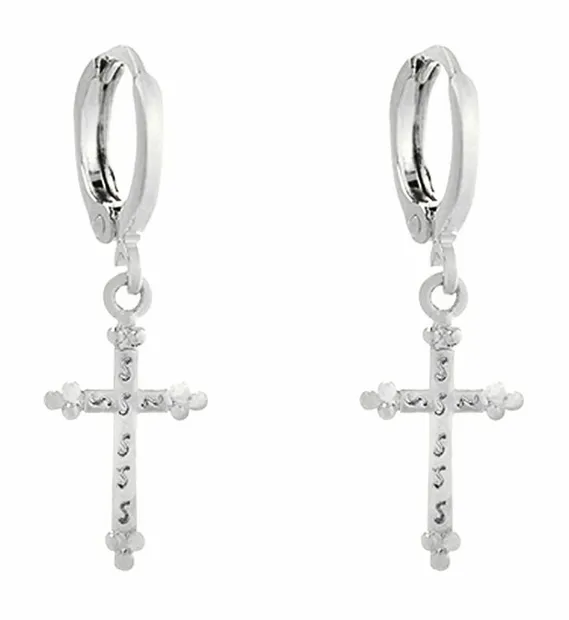 Earrings classic cross silver