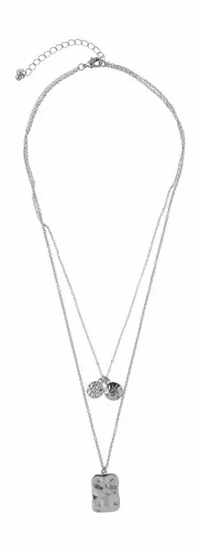 Plate combi necklace silver