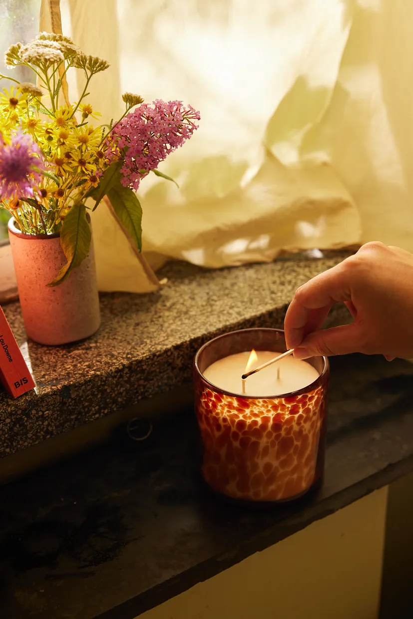 Glass scented candle: retro porch night