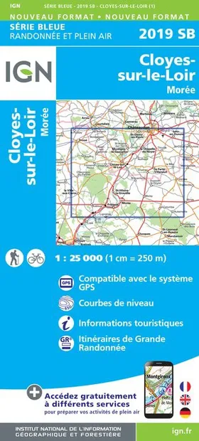 Topografische kaart - Wandelkaart 2019SB Cloyes-sur-le-Loir | IGN - In