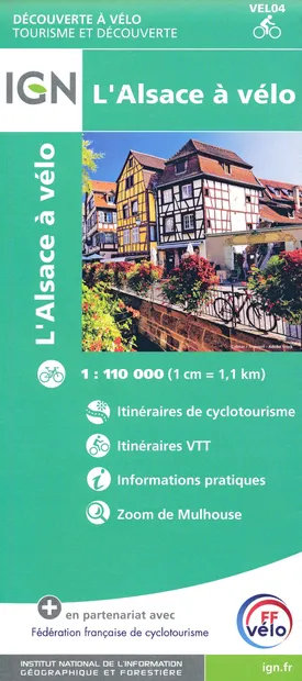 Fietskaart 4 velo L'Alsace à vélo - by bike | IGN - Institut Géographi