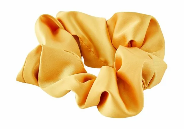 Satin scrunchie ocher yellow