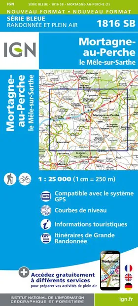 Wandelkaart - Topografische kaart 1816SB Mortagne-au-Perche - Mêle-sur