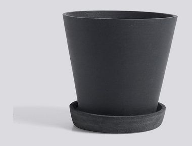 Flowerpot With Saucer - L - Black