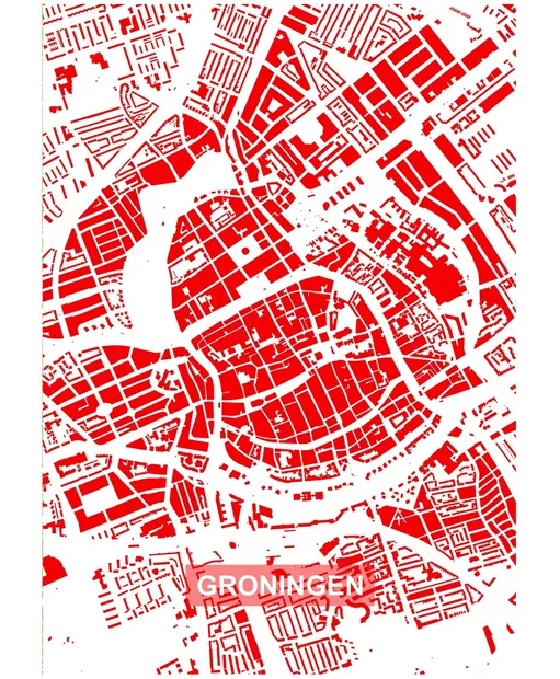 Stadsplattegrond Groningen - Rood