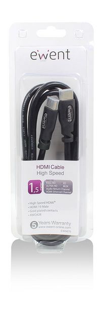 HDMI kabel 1,5 m HDMI Type A (Standaard) Zwart