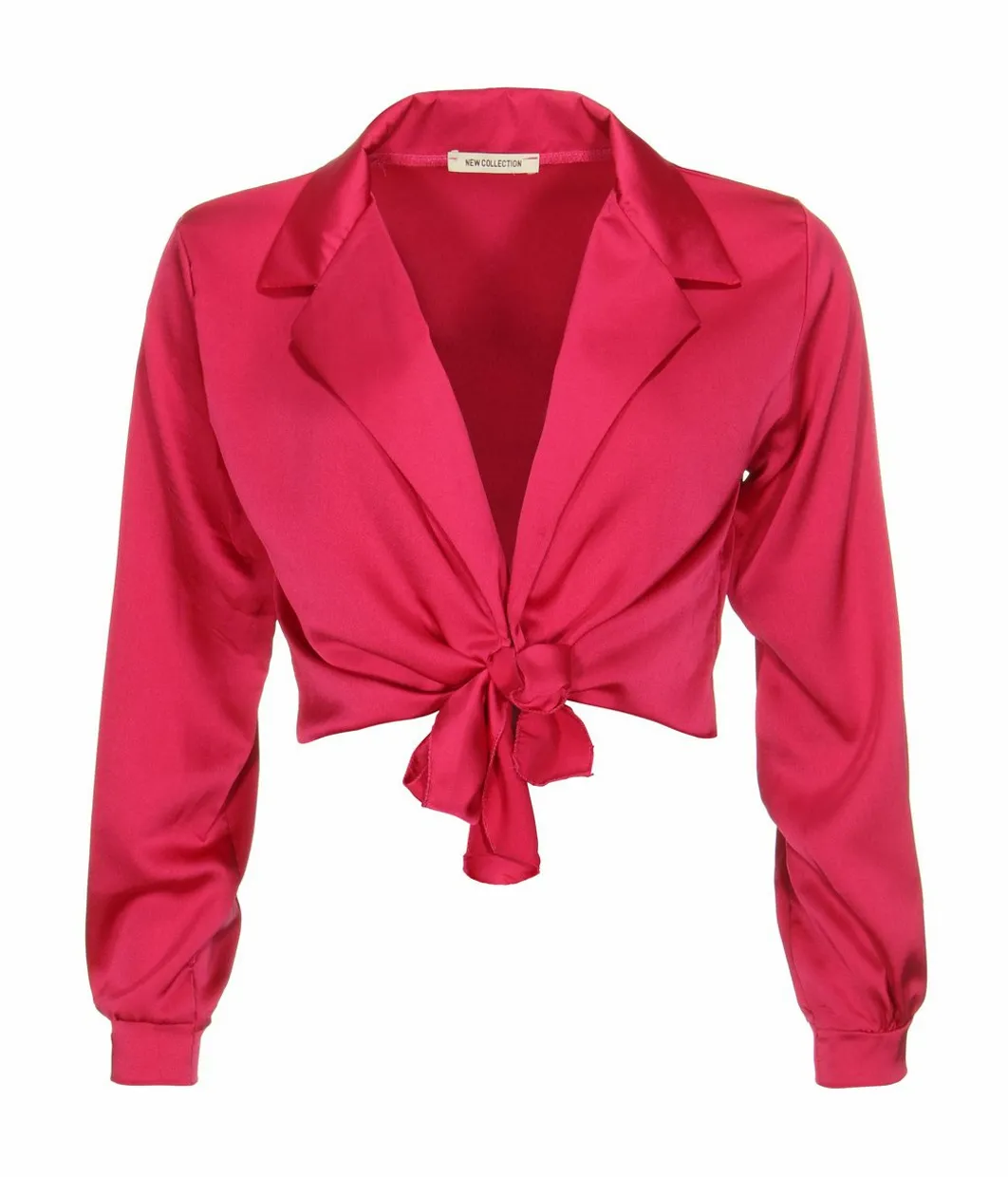 Satin wrap blouse hot pink