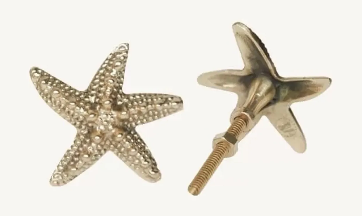 Knob Starfish Ruby brass
