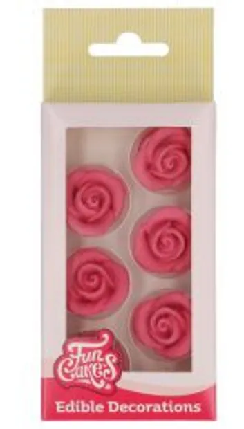 Fondant Decoraties Rozen Roze set/6