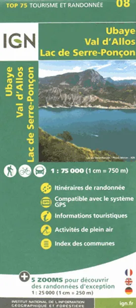 Fietskaart - Wandelkaart 08 Ubaye, Val d'Allos, Lac de Serre-Poncon |