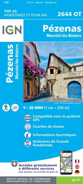 Wandelkaart - Topografische kaart 2644OT Pézenas - Murviel-lès-Béziers