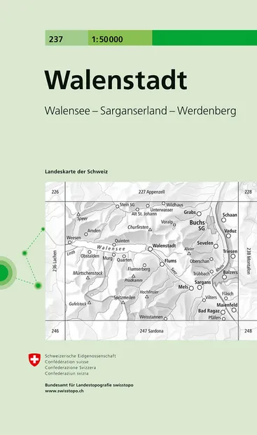 Wandelkaart - Topografische kaart 237 Walenstadt | Swisstopo