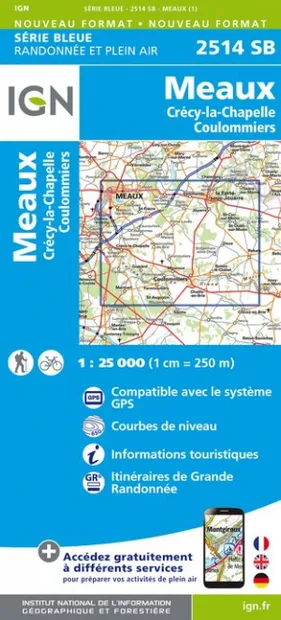 Wandelkaart - Topografische kaart 2514SB Meaux | IGN - Institut Géogra
