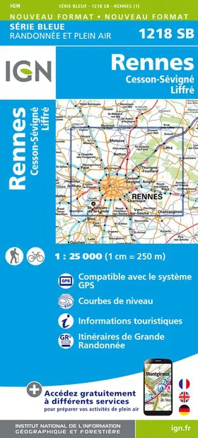 Wandelkaart - Topografische kaart 1218SB Rennes – Cesson-Sévigné – Lif