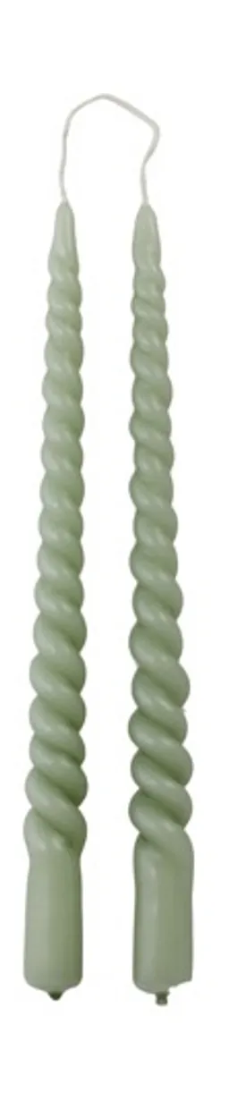 Dusty-Green Candle Swirl Handmade 2,1x29cm 8,5uur