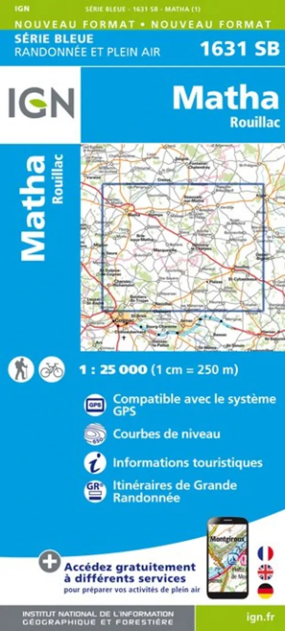 Wandelkaart - Topografische kaart 1631SB Matha | IGN - Institut Géogra