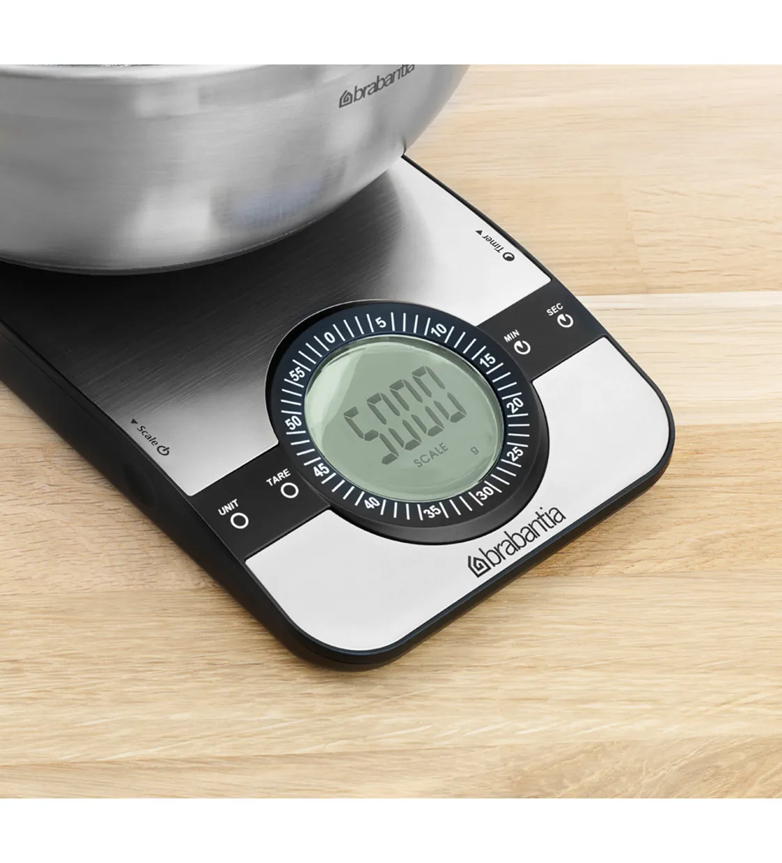 Digitale keukenweegschaal rechthoekig met kookwekker - Matt Steel