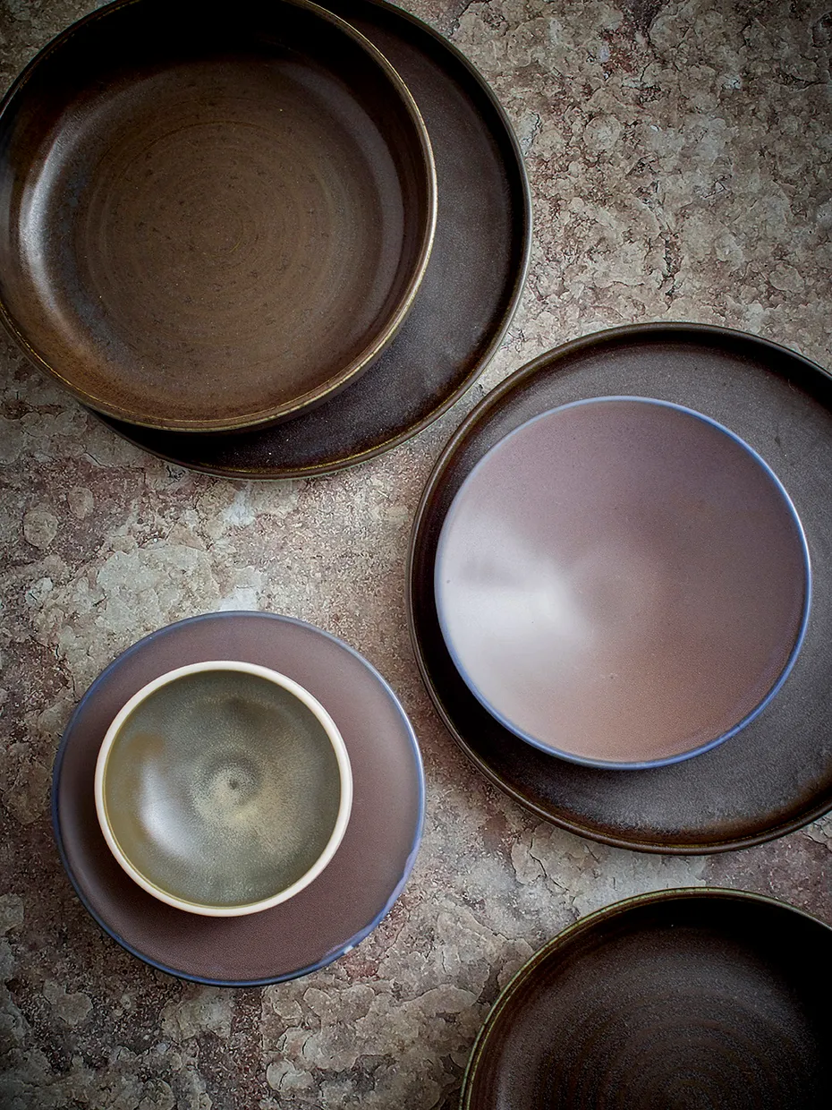 Chef ceramics: deep plate rustic green/grey
