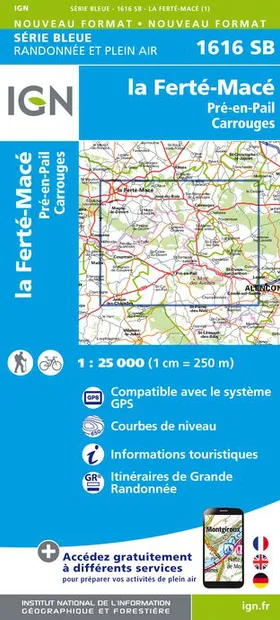 Wandelkaart - Topografische kaart 1616SB La Ferté-Macé, Pré-en-Pail, C