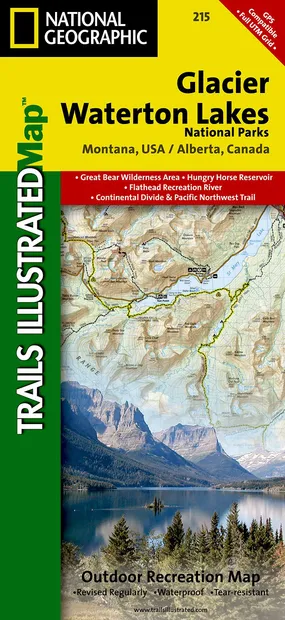 Wandelkaart - Topografische kaart 215 Glacier - Waterton Lakes Nationa