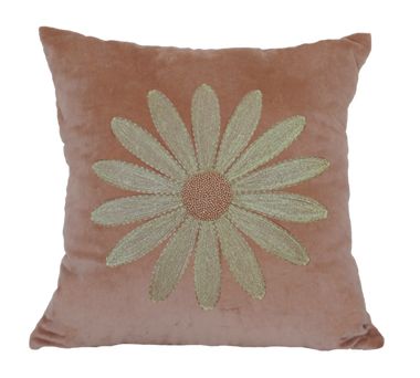 Velvet cushion daisy pink Roze