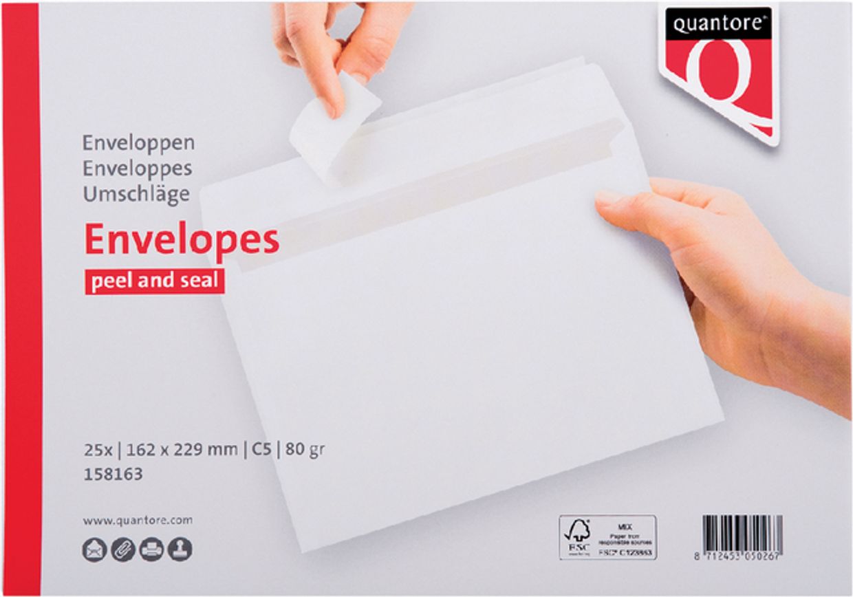 dikte schild kortademigheid Envelop C5 162x229 wit (25) zelfklevend - Quantore - | Warenhuis Groningen