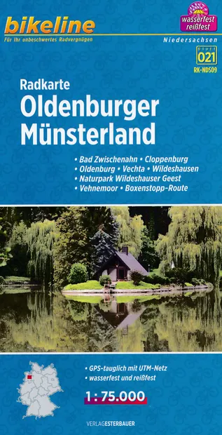 Fietskaart NDS09 Bikeline Radkarte Oldenburger Munsterland | Esterbaue