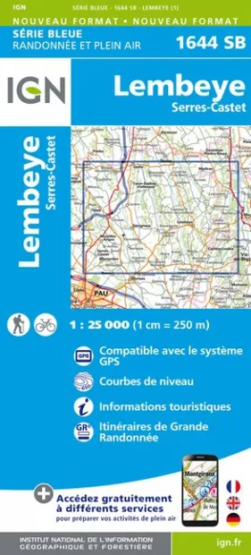 Wandelkaart - Topografische kaart 1644SB Lembeye | IGN - Institut Géog