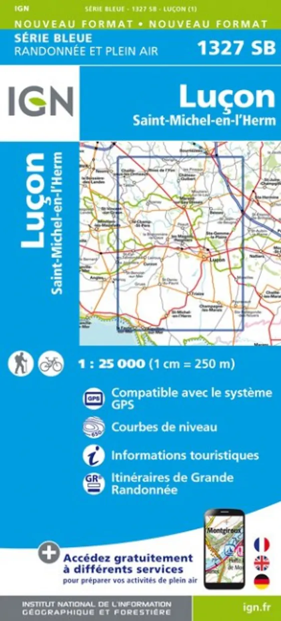 Wandelkaart - Topografische kaart 1327SB Luçon | IGN - Institut Géogra