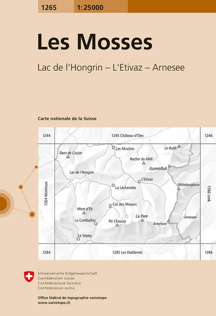 Wandelkaart - Topografische kaart 1265 Les Mosses | Swisstopo