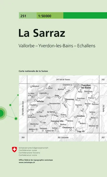 Wandelkaart - Topografische kaart 251 La Sarraz | Swisstopo