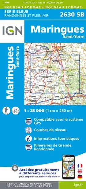 Wandelkaart - Topografische kaart 2630SB Maringues | IGN - Institut Gé