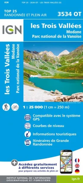 Wandelkaart - Topografische kaart 3534OT Les Trois Vallées | IGN - Ins