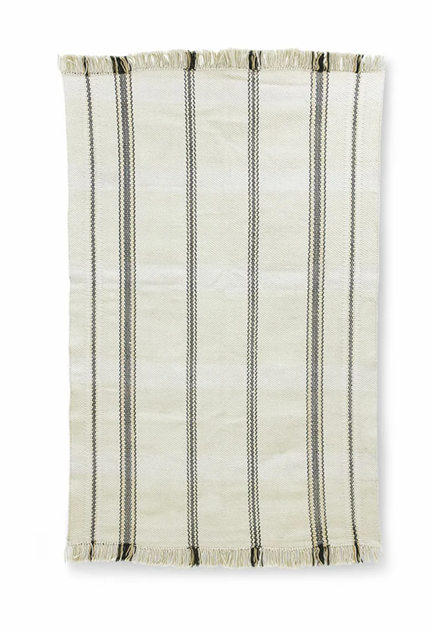 Handwoven rug black/white stripes (150x240)