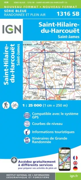Wandelkaart - Topografische kaart 1316SB St-Hilaire-du-Harcouët  | IGN