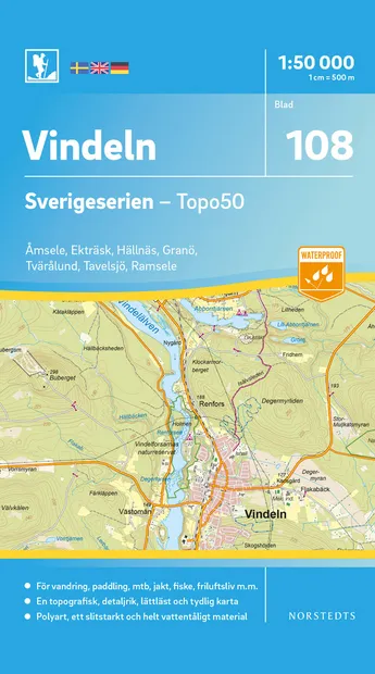 Wandelkaart - Topografische kaart 108 Sverigeserien Vindeln | Norstedt