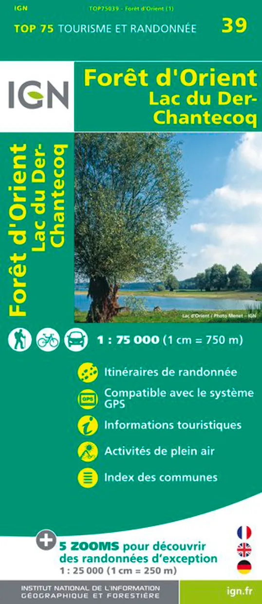 Wandelkaart - Fietskaart 39 Forêt d'Orient, Lac du Der-Chantecoq | IGN