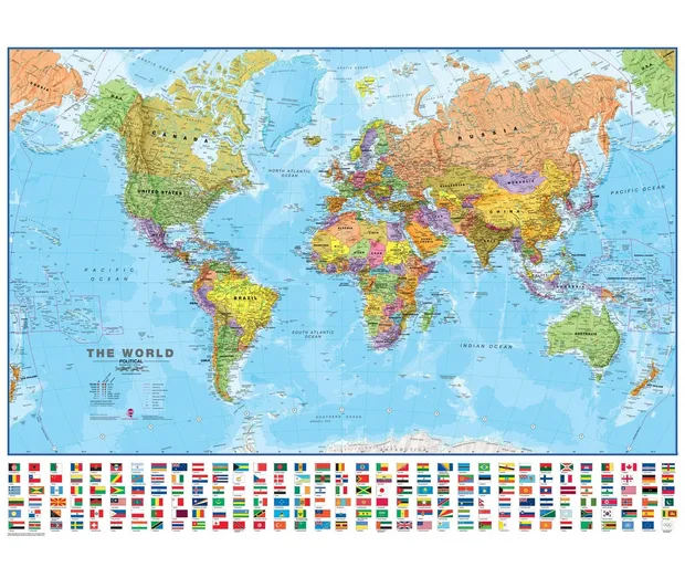 Wereldkaart Political, 101 x 72 cm | Maps International