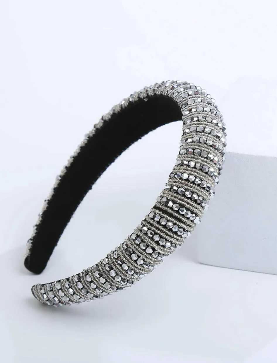Haarband kristal kraal zilver Zilver