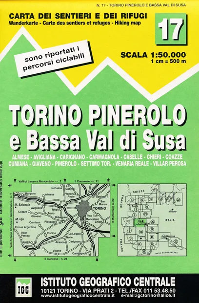 Wandelkaart 17 Torino, Pinerolo e Bassa val di Susa | IGC - Istituto G