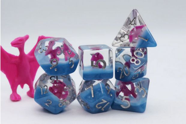 Pink Pterodactyl RPG Dice Set (7)