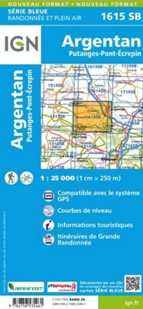 Wandelkaart - Topografische kaart 1615SB Argentan - Putanges-Pont-Ecre