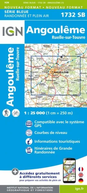 Wandelkaart - Topografische kaart 1732SB Angoulême,  Ruelle-sur-Touvre