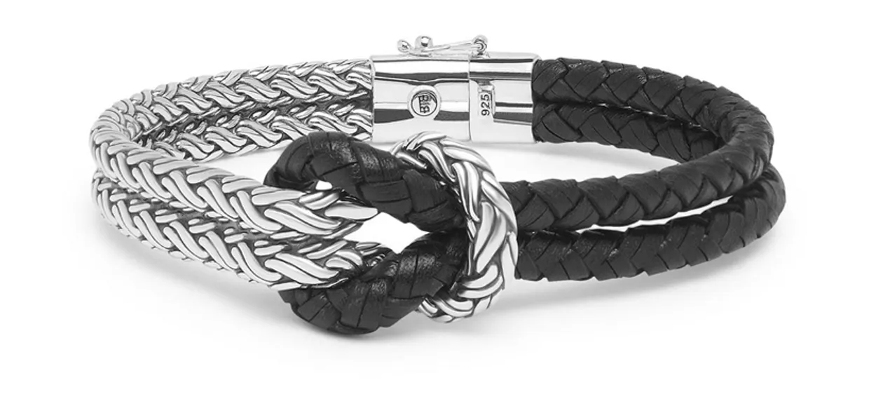 925 Sterling Zilveren Katja Knot Mix Leather Armband BTB132-E