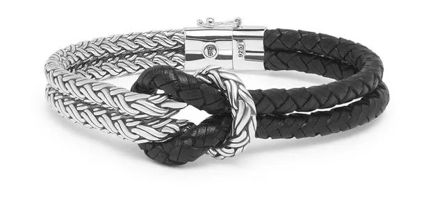 925 Sterling Zilveren Katja Knot Mix Leather Armband BTB132-E