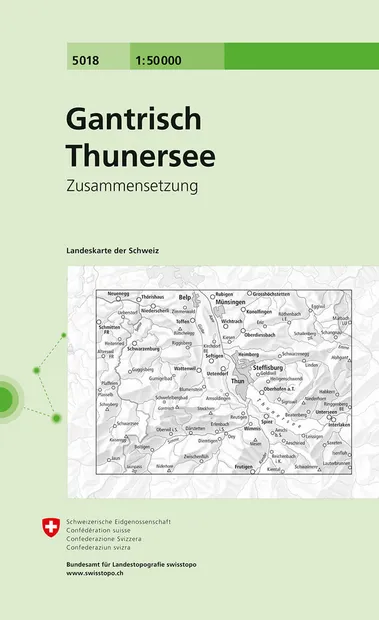 Wandelkaart - Topografische kaart 5018 Gantrisch - Thuner See | Swisst
